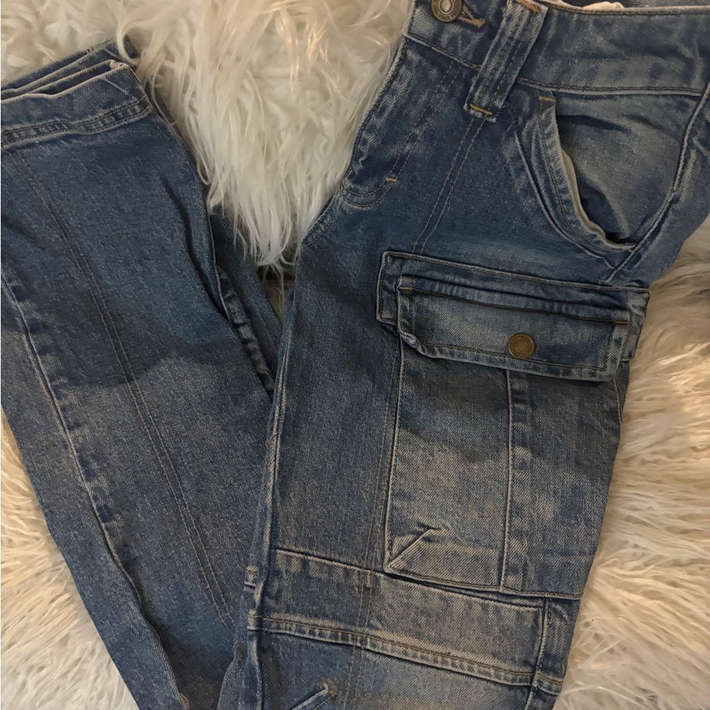 We The Free Blue Boyfriend Jeans Classic Denim